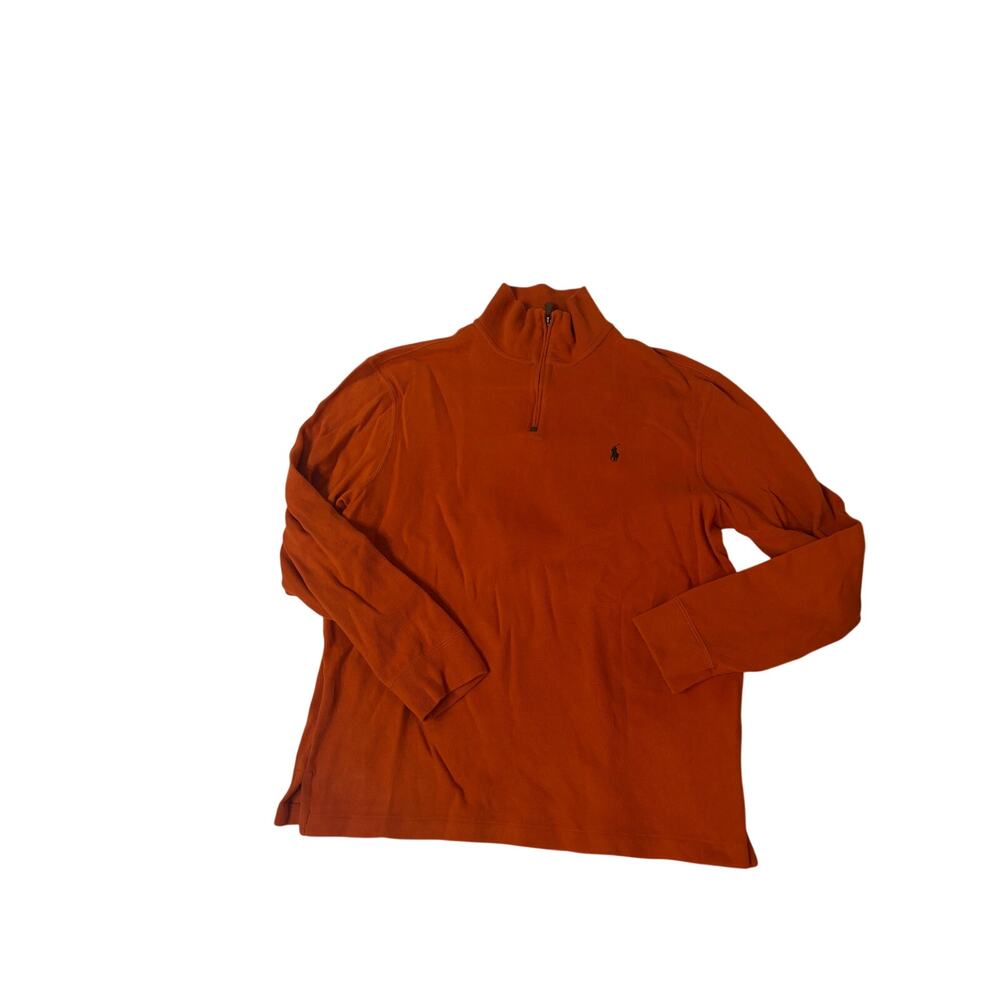 Polo Ralph Lauren xl orange 3/4 zip all cotton sweater vintage 90’s euc